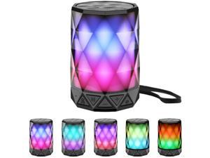 LED Portable Bluetooth Speakers with Lights, Night Light Waterproof,Speakers Color Change Computer Speaker,Mic TF Card TWS Support for iPhone Samsung Gaming Christmas (Multi)