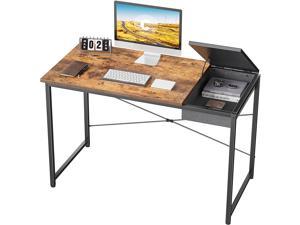 Computer Desk 47" Home Office Writing Study Laptop Table, Modern Simple Style Desk with Drawer, Rustic Black