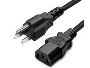 Standard 5ft 15m 10 Amps 125 Volts Black 3 Prong AC Power Cord Cable for Electronics TV Computer Printer Radio Monitor Samsung Dell Vizio LG Asus Laptop and More