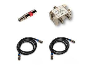goCoax MoCA Installation kit, one 5-2400MHz MoCA Compatible Splitter, one 5-1002MHz POE Filter, Two RG6 3 ft coaxial Cables. (Kit_1)