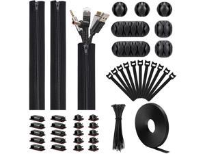 192 PCS Cable Management Kit 4 Wire Organizer Sleeve11 Cable Holder35Cord Clips 102 Roll Cable Organizer Straps and 100 Fastening Cable Ties for Computer TV Under Desk Black