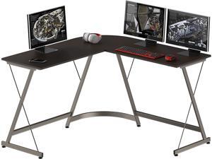 Gaming Desk L-Shaped Office Computer Corner Table, Espresso