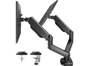 Dual Arm Monitor Stand - Adjustable Gas Spring Computer Desk Mount VESA Bracket with C Clamp/ Grommet Mounting Base for 13 to 32 Inch Computer Screens - Each Arm Holds Up to 17.6lbs