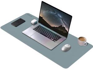 Desk Pad Office Desk Mat Dual-Sided Desk Writing Mat Protector PU Leather Desk Blotter Waterproof Large Mouse Pad  35.4" x 17" Silver