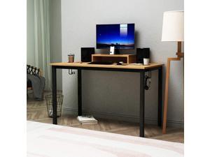 47 inch Computer Desk Gaming Desk with Rack Home Office Computer Table Multi-Purpose Desk for PC Workstation Modern Desk, Teak Top & Black Leg