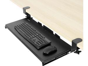Large Keyboard Tray Under Desk Pull Out with Extra Sturdy C Clamp Mount System 27 33 Including Clamps x 11 inch SlideOut Platform Computer Drawer for Typing Black MOUNTKB05E