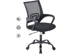 Home Office Chair, Ergonomic Desk Chair, Mesh Computer Chair with Lumbar Support Armrest Executive Rolling Swivel Desk Chairs with Wheels, Adjustable Mid Back Task Chair for Adults, Black