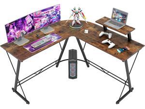 L Shaped Desk with Monitor Stand, 51 inch Gaming Desk for 3 Monitors, Computer Desk Corner Desk for Bedroom, Home Office Workstation, Space Saving