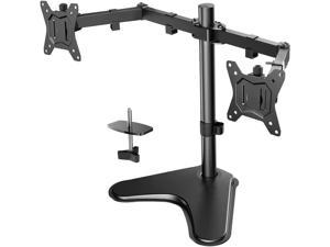Dual Monitor Stand, Free Standing Height Adjustable 2 Arm Monitor Mount for Two 13 to 32 Inch LCD Screens with Swivel and Tilt, 8kg per Arm