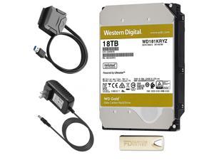 Fantom Drives 18TB Hard Drive Upgrade Kit with Western Digital Gold Enterprise Drive WD181KRYZ, FD Cloning Software, SATA to USB Cable, Power Supply, HDD18000G-KIT