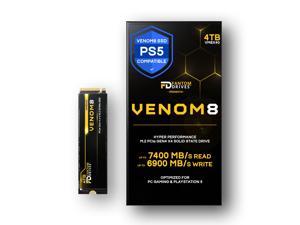 Fantom Drives VENOM8 4TB NVMe Gen 4 M.2 SSD - Up to 7400MB/s, PS5 Compatible PCIe 4 M.2 2280 Solid State Drive (VM8X40)