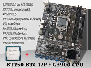 Clydek B250 BTC ETH Mining Motherboard PCIE 16x to USB3.0 GPU Slot LGA1151 Support DDR4 DIMM RAM With G3900 CPU For Bitcoin Miner Rig