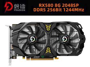 PRADEON RX580 8G 2048SP GPU ATI Video Graphics Card for Gaming 256BIT PCI Express AMD Video Card Core Frequency 1244MHz GDDR5 DP Port *3 + HDMI Memory Frequency 7000MHZ