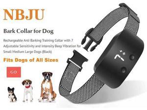 NBJU Bark Collar for Dogs,Rechargeable Anti Barking Training Collar with 7 Adjustable Sensitivity and Intensity Beep Vibration for Small Medium Large Dogs (Black)