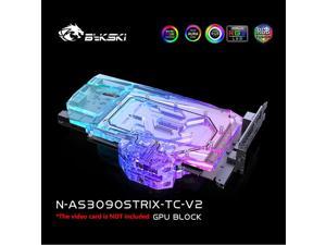 Bykski GPU Waterblock Sandwich Style Full Cover GPU Water Cooler PC Liquid Cooling Cooler for ASUS ROG Strix RTX 3080 Ti RTX 3090 Gaming 12V 4Pin RGB Lights