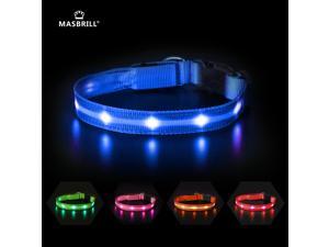 MASBRILL LED Dog Collar Glowing Night Walking Light Dog Collar Waterproof and USB Rechargeable for Small Medium Large Dogs Flashing Collar