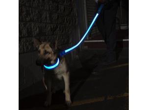 MASBRILL Safety LED Light Up Dog Leash  3 Lighting Modes USB Rechargeable Waterproof Flashing Dog Leash Ultra High Visibility Up to 350 Yards Blue