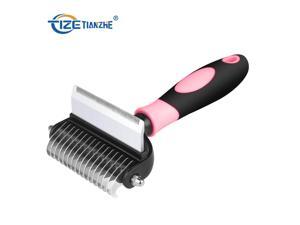 MASBRILL Pet Grooming Brush 2 in 1 Deshedding Tool  Undercoat Rake Dematting Comb for Mats  Tangles Removing Reduces Shedding up to 95 Great for Short to Long Hair of Medium Large Dogs Pink