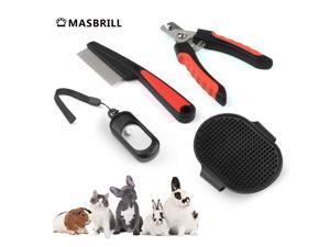 4 in 1 Professional Pet Grooming Kit Box  Cats Dogs Nail Clippers Stainless Steel Comb Pet Training Clicker with Wrist Strap Pet Bath Brush with Adjustable Ring Handle Deshedding Tool set