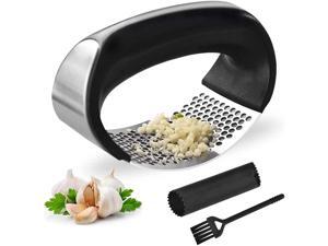 Garlic Press Garlic Crusher Kitchen Garlic Rocker 304 Food Grade Stainless Steel Ginger Crusher Ergonomics Labor Saving,Easy to Clean