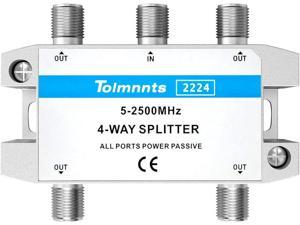 Coaxial Cable Splitter 5-2500MHz,Tolmnnts Coax Splitter Work with CATV, Satellite TV,Antenna System and MoCA Configurations (4way)