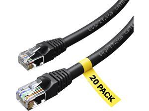 Cat 6 Ethernet Cable 10 ft (20-Pack) - Cat6 Patch Cable Cat 6 Patch Cable Cat6 Cable Cat 6 Cable Cat6 Ethernet Cable Network Cable Internet Cable - Black 10 Feet