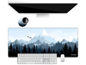 Large Mouse Pad for Desk+Coaster Extended XXL Mouse Pad Large 31.5x11.8 in w/ Design Mouse Pads Large with Stitched Edge Desk Mat Keyboard Pad Non Slip Base Multi Purpose Desk Pad-Mountain Forest