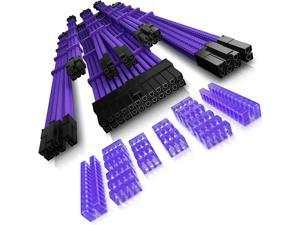 Asiahorse Customization Mod Sleeve Extension Power Supply Cable Kit 18AWG ATX/EPS/8-Pin PCI-E/6-pin PCI-E (Purple)