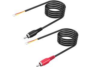 RCA to Speaker Wire 18AWG 2 Pack 6ft RCA Male Plug Adapter to Bare Cable Open End UIInosoo Audio Cable Red and Black