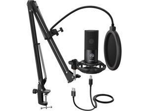 FIFINE Studio Condenser USB Microphone Computer PC Microphone Kit with Adjustable Boom Arm Stand Shock Mount for Instruments Voice Overs Recording Podcasting YouTube Vocal Gaming Streaming-T669