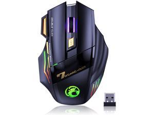 Wireless Gaming Mouse,  C8 Rechargeable Silent Click Wireless Mouse with 2.4G USB Receiver, up to 4800 DPI Adjustable, Double Click for PC/Mac Gamer, Laptop and Desktop