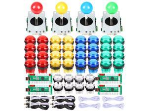 EG Starts 4 Player Classic DIY Arcade Joystick Kit Parts USB Encoder To PC Controls Games  48 Way Stick  5V led Illuminated Push Buttons Compatible Video Game Consoles Mame Raspberry Pi  4 Colors
