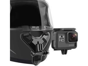 Motorcycle Helmet Chin Strap Mount Compatible with GoPro Hero 9, 8, 7, (2018), 6 5 4 3, Hero Black, Session, Xiaomi Yi, SJCAM (Black)