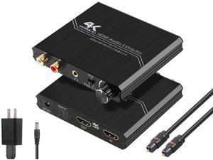 4K@60HZ HDMI Audio Extractor, HDMI 2.0b Audio Splitter Converter, HDMI to HDMI + Optical Toslink SPDIF + 3.5mm Stereo Audio with Control Output Analog Volume Knob Compatible for PS5/4/3/Blu-ray player