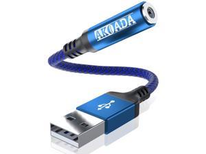 AkoaDa USB to Audio Jack Adapter(18cm), External Sound Card Jack Audio Adapter with 3.5mm Aux Stereo Converter Compatible with Headset,PC, Laptop, Linux, Desktops, PS4 and More Device (Blue)