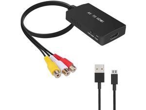 RCA to HDMI Converter AV to HDMI Adapter Composite CVBS to HDMI Video Audio Converter Compatible for Xbox N64 PS3  TV  STB VHS VCR DVD ect - RCA Female to HDMI