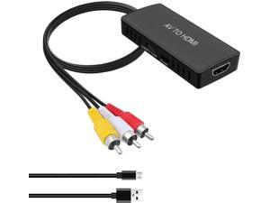 RCA to HDMI Converter 3RCA/CVBS/AV/Composite to HDMI Converter Adapter Connect PS2/PS3 N64 STB VHS VCR Old DVD Blu-ray Players etc. to HDMI TV (Male RCA)