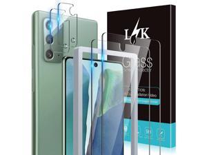 4 Pack LK 2 Pack Tempered Glass Screen Protector  2 Pack Camera Lens Protector Compatible for Samsung Galaxy Note 20 New Version Ultrasonic Fingerprint Supported Installation Tray  Clear