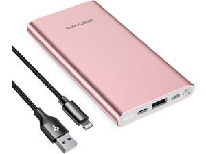 10000mAh PD 30 Power Bank Portable Charger Quick Charge USB C 18W Fast Charging Battery Pack Compatible for iPhone 14 13 12 11 X XS Pro MAX XR 8 iPad Mini Samsung Galaxy S20 S10 S9 S8 Smartphone Pink
