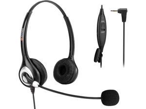 Phone Headset 2.5mm with Noise Canceling Mic & Mute Switch Ultra Comfort Telephone Headset for Panasonic AT&T Vtech Uniden Cisco Grandstream Polycom Cordless Phones