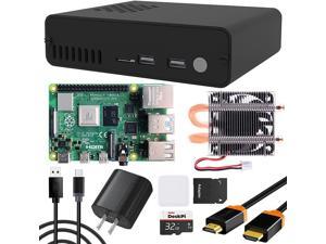 Raspberry Pi 4 DeskPi Pro V2 Set-Top Box Kit- SSD Support, Full Size HDMI, Safe Power/Reset, Ice Tower Cooler, Power Supply, HDMI Cable,32GB SD Card(8GB)