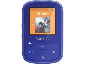 SanDisk 32GB Clip Sport Plus MP3 Player, Blue - Bluetooth, LCD Screen, FM Radio - SDMX32-032G-G46B