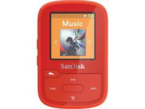 SanDisk 32GB Clip Sport Plus MP3 Player, Red - Bluetooth, LCD Screen, FM Radio - SDMX32-032G-G46R