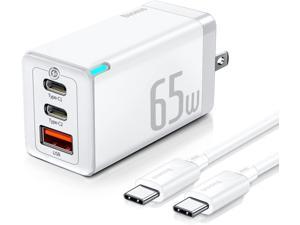USB C Charger 65W GaN Charger 3 Ports Foldable USB C Wall Charger Fast Charger Block for iPhone 13/12 Mini/12 Pro Max/11/XR/XS iPad Pro Chrome Book Samsung S22 S21 MacBook Pro/Air Laptops