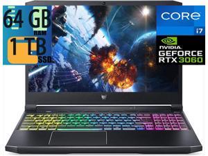Acer Predator Helios 300 15 Gaming laptop Intel Core i711800H 8Cores RTX 3060 6GB Graphics 64GB DDR4 1TB PCIe SSD 156 FHD 144Hz Display Backlight Keyboard WiFi Bluetooth Windows 11