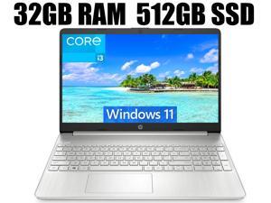 HP 15 Laptop, 15.6" Full HD Display, Intel Core i3-1115G4 Dual-Core 3.00GHz Processor, Intel UHD Graphics, 32GB DDR4  512GB PCIe SSD, Webcam, HDMI, Wi-Fi, Bluetooth, Windows 11