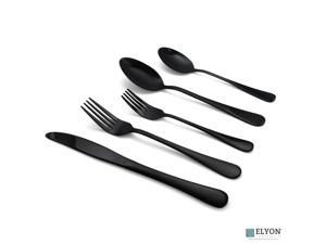 Elyon Tableware® 20-Piece Matte Black Silverware Set, Flatware Set, Stainless Steel, Service For 4