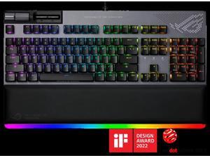 ROG Strix Flare II Animate 100% aming mechanical keyboard with AniMe Matrix LED display, 8000 Hz polling rate, ROG NX Red switches, swappable switches, metal media controls, wrist rest