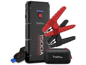 Car Jump Starter, Trekpow 1500A Peak 12000mAh Auto Battery Booster Portable Power Bank with Quick Charge, Engine Up to 8.0L Gas and 6.5L Diesel