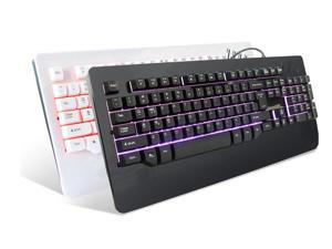 KG32 USB Wired Gaming backlit Illuminated Keyboard with Similar Mechanical Touch Feeling Big version 3 Colors--Black-White
